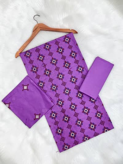 Women's 3 Piece Printed Unstitched Suit – Soft Cotton Collection