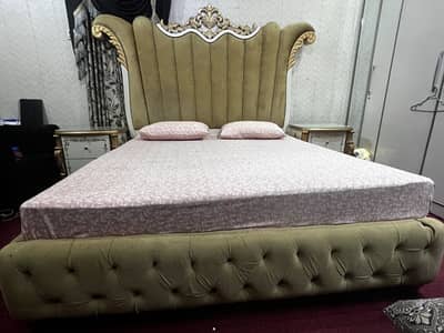 1 year Used King size bed urgent sale without mattress