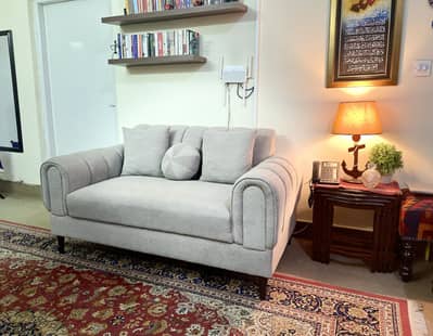Modern Luxury 2-Seater Sofa Elegant Grey Finish