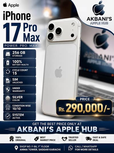 Apple iPhone 17 Pro Max 256GB 100% Battery Health Under Warranty