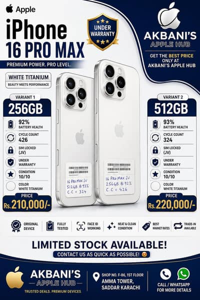 Apple iPhone 16 Pro Max 256GB & 512GB | White Titanium In Warranty