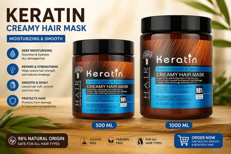 Keratin Creamy Hair Mask 500ml & 1000ml | Hair Repair & Deep Moisturiz