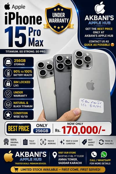 Apple iPhone 15 Pro Max 256GB JV Factory Locked | Under Warranty