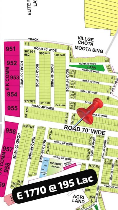 10 Marla Plot no. 1770 Available For Sale on 70 Feet Wide Road