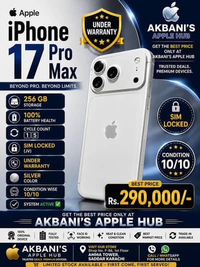 Apple iPhone 17 Pro Max 256GB 100% Battery Health Under Warranty