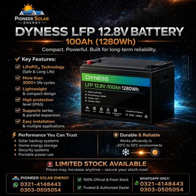 DYNESS 12.8V 100Ah [ 1280WH ] LITHIUM SOLAR BATTERY
