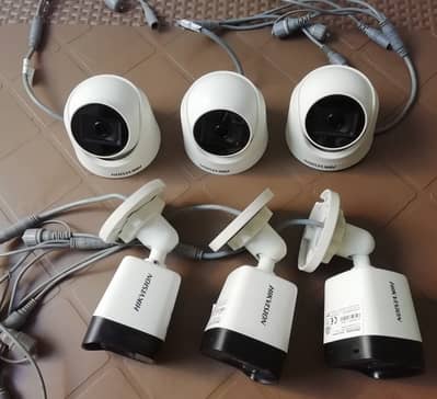 Hikvision Cameras 3 bullet & 3 turret, total 6 pieces (Rs. 1800/piece)