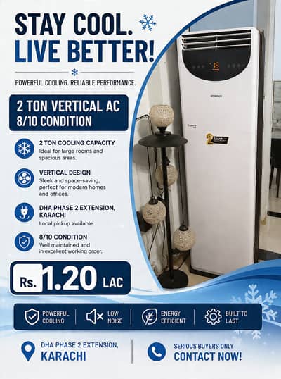 Kenwood 2 Ton Vertical AC for Sale  Excellent Condition (8/10)