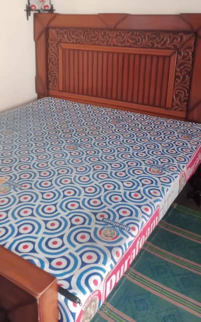 Complete bed set with mattress and three door cupboard