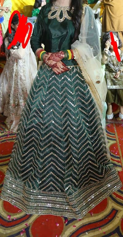 Fancy Embroidered Lehnga Choli | Bottle green color