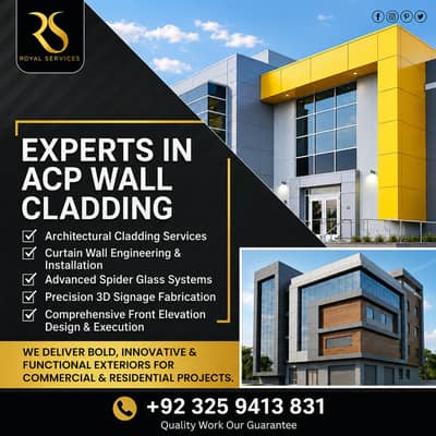 ACP Wall Cladding,Interior,Aloucbond, Front Elevation,Spider Glass