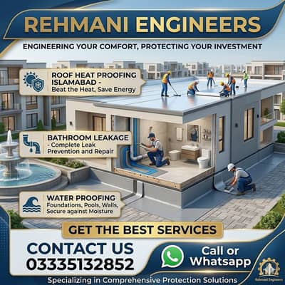 Roof Heat Proofing Islamabad- Bathroom Leakage- Water Proofing Service