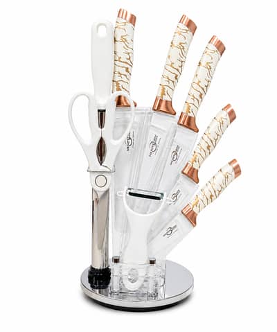 Premium 8-Piece Kitchen Knife Set with Rotating Stand