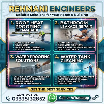 Water Proofing services |Water tank cleaning | Heat Proofing | Leakage