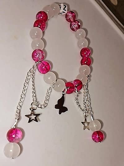 beautiful  crystal pearl butterfly + chain bracelet 