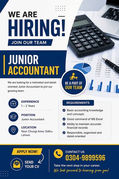 Need Junior Accountant for a factory