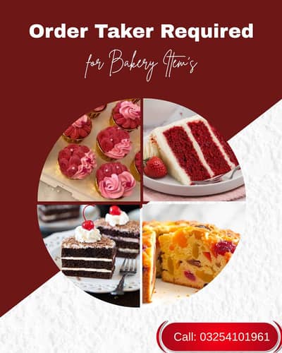 Order Taker Required for Bakery Item's