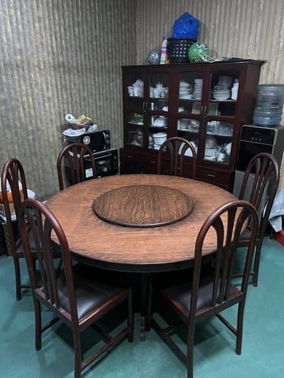 Solid wooden dining table with 6 chairs