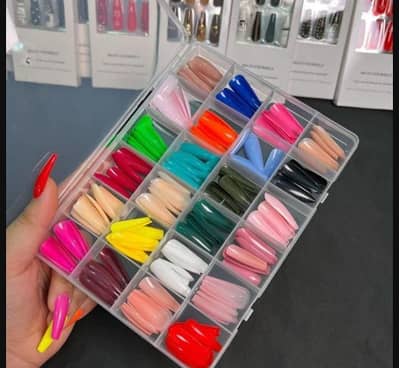 576 Pcs Multicolor Fake Nails with Free Glue