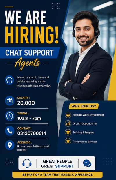 Chat support agent male