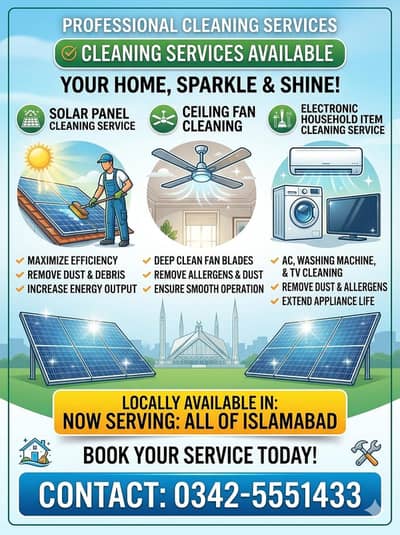 AC/CellingFans/Solarpanels/Cleaning Service Available In Islamabad