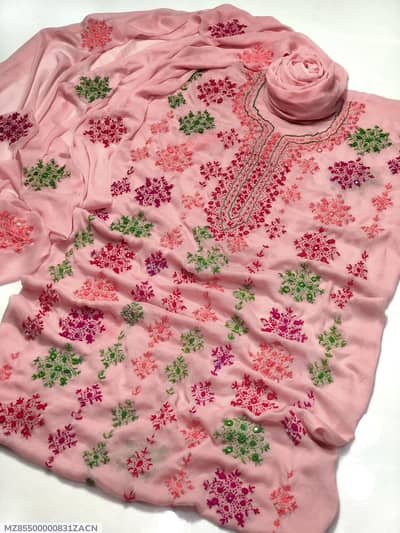 Pink Choffon Embroidered-2 piece suit for women's