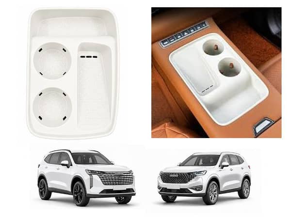 Haval H6 Facelift Center Console Silicone Cup Holder Cover and Organizer Tray | (Nordic White) 2021-2026 | Perfect Fit For Haval
