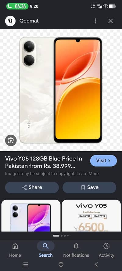 vivo y05 4+4gb 128gb 10 by 10 condition All ok