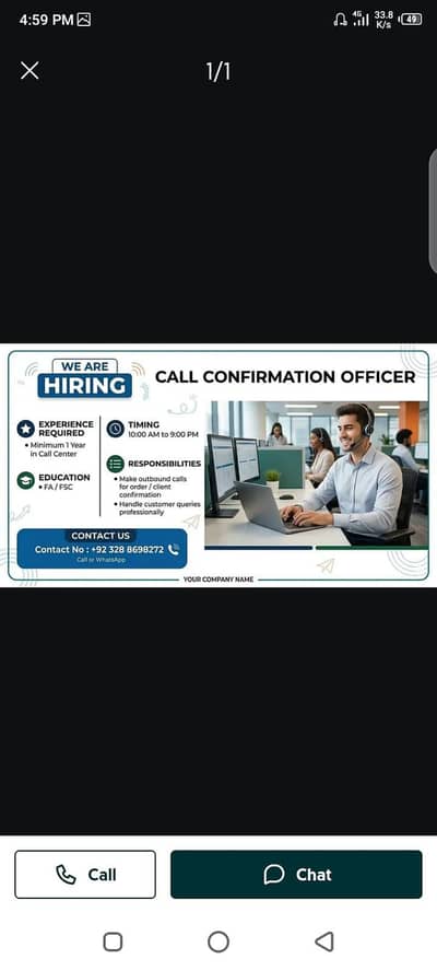 Call operator Job, custmer services Calls job, Sales man Job
