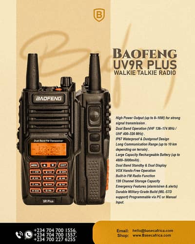 Baofeng UV-9R Dual-Band IP67 Waterproof Walkie Talkie – 8W Long-Range