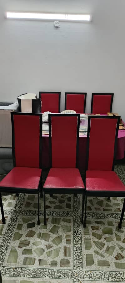 Fancy Black & Red Combination Dining Table with chairs
