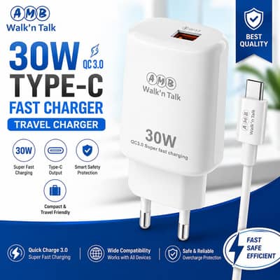 30W C Type Fast Charging Adapter USB-C Charger  high speed