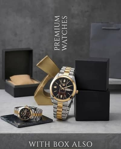 Mens Golden Black Dial Watch With 20% Off