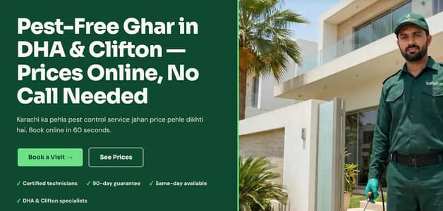 Pest-Free Ghar in DHA & Clifton — Prices Online, No Call Needed