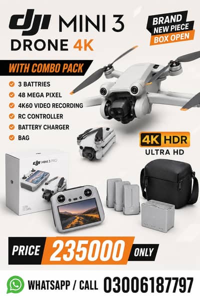 Dji Mini 3 New Box Open Piece With Combo Pack