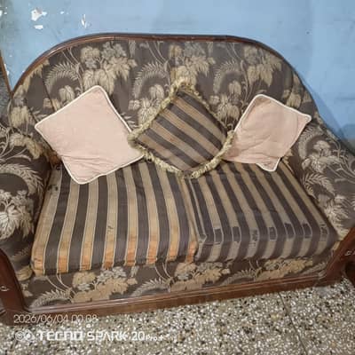 Urgent Sale - 3 Seater + 2 Seater Wooden Sofa Set with Covers