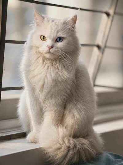White Turkish Angora | Odd Eyes | Resembles Persian Cat