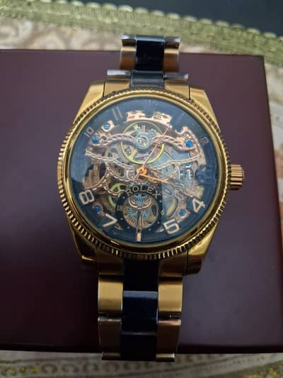 Beautiful Gold Black Automatic Watch - Good Condition