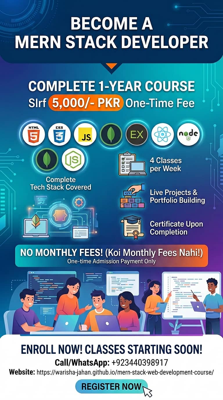 1-Year Online MERN Stack Coding Course Only 5000 Single Fee 1