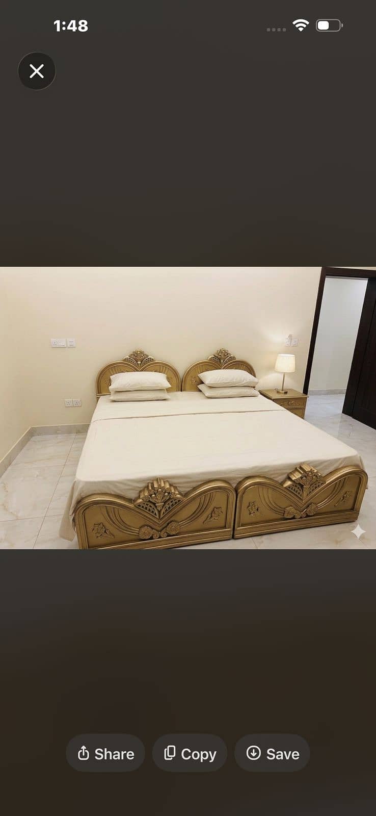 Single Bed pair with side table 0