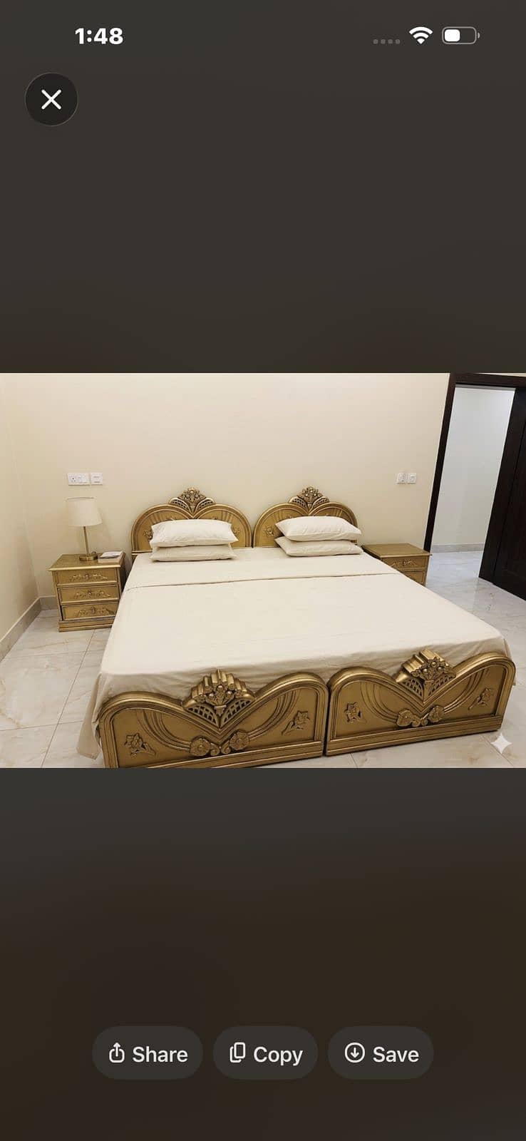 Single Bed pair with side table 1