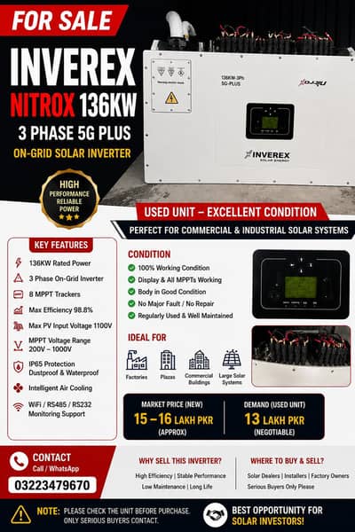 Inverex Nitrox 136KW 3 Phase 5G Plus On-Grid Solar Inverter