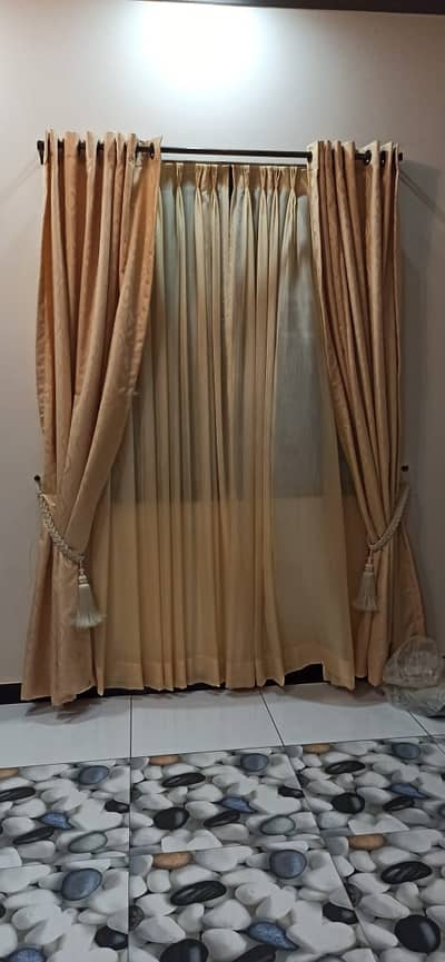 Self Jacquard Curtains with fabric net curtains set,luxury gold color