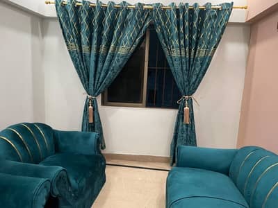 5 seater Sofa Set with similar theme curtains