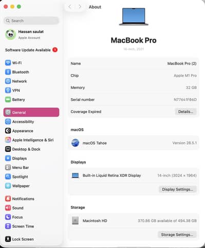 MacBook Pro 14" M1 Pro 32GB 512GB | 95% Battery Health