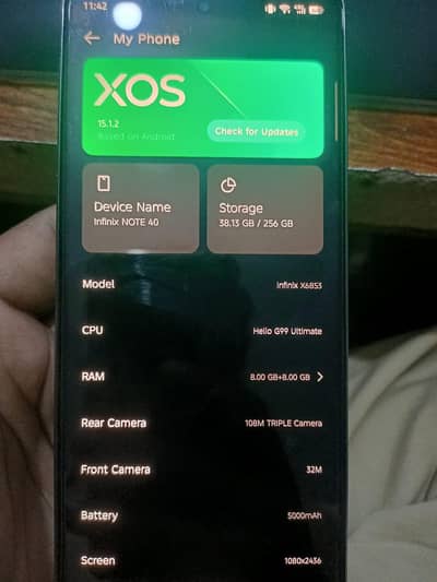 Infinix Note 40 16+256 108Mp camera