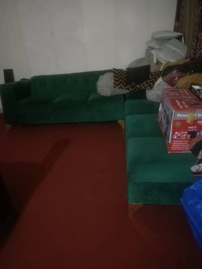 7 seater bottle green Lshape sofa for sale