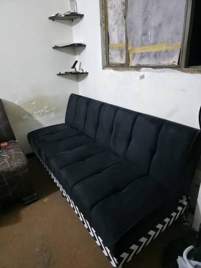 Sofa Cum Bed Black Velvet Colour | Best Condition