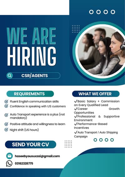 We are hiring Customer support representative Agents