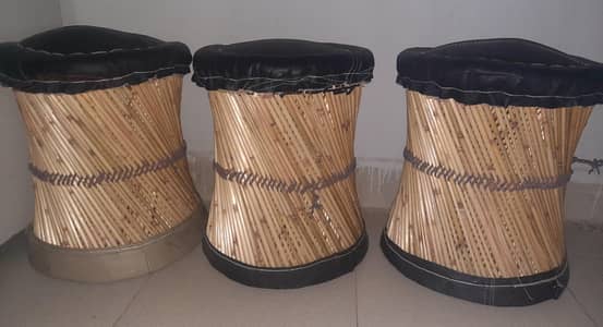 Bamboo Stools with antique table for sale